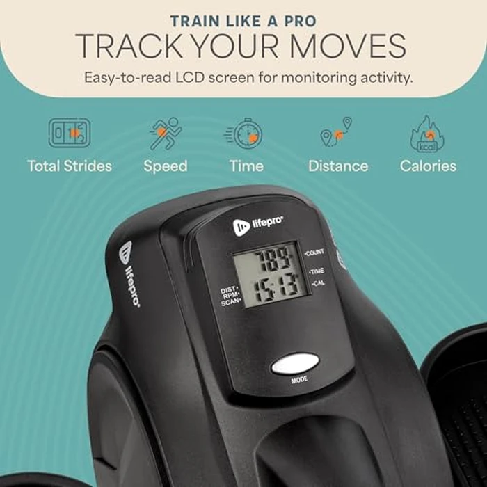 Lifepro Under Desk Elliptical Exercise Machine - Compact Pedal & Leg Exerciser - Mini Stepper for Active Sitting, Daily Movement & Low-Impact Workout - Home & Office Bike w/ LCD Display (Black) by LifePro - Image 5