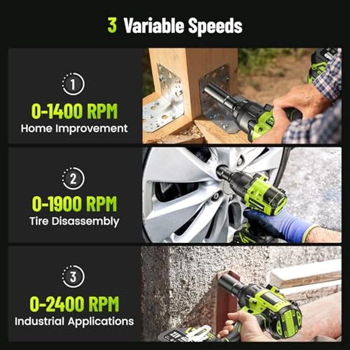 Robustrue 1600N.m (1180ft-lbs) Cordless Impact Wrench, 1/2 High Torque Brushless Impact Gun, 2400RPM Power, 2 x 4.0Ah Batteries, Fast Charger, Impact Wrench for Heavy Duty Truck RV Mower by Robustrue - Image 4