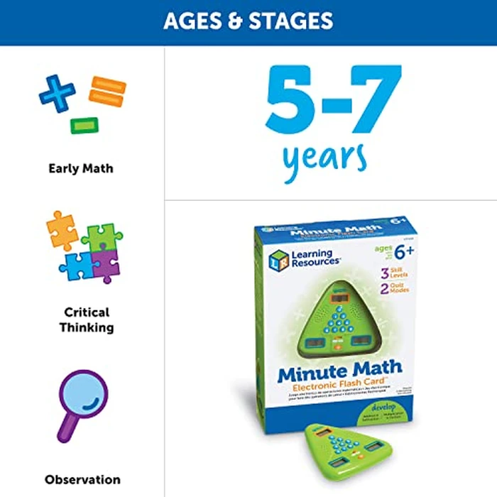 Learning Resources Minute Math Electronic Flash Card - Classroom Must Haves, Homeschool Supplies, Math Manipulatives, Multiplication Chart, Educational Toys for Toddlers, Back to School by Learning Resources - Image 6