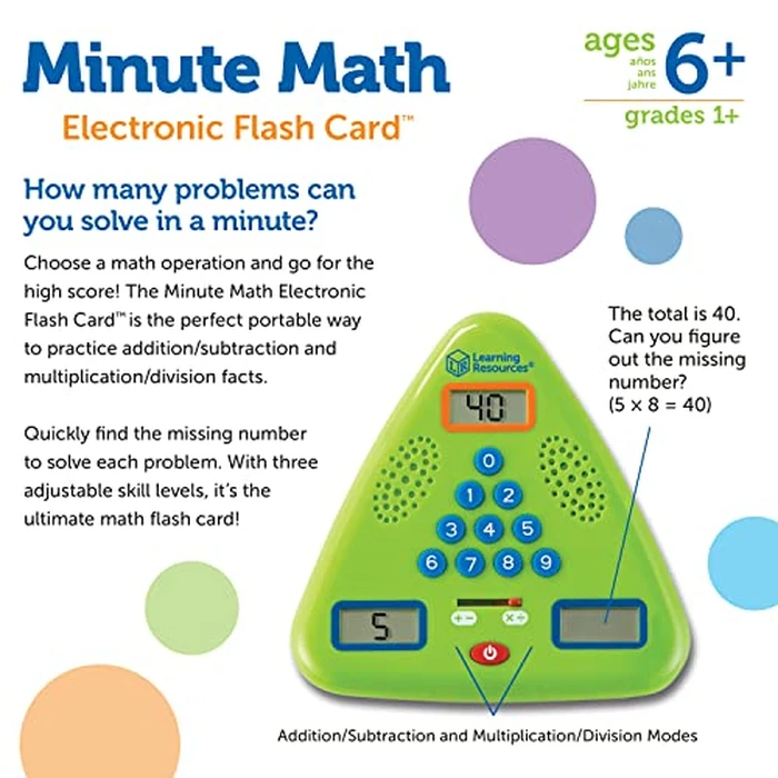 Learning Resources Minute Math Electronic Flash Card - Classroom Must Haves, Homeschool Supplies, Math Manipulatives, Multiplication Chart, Educational Toys for Toddlers, Back to School by Learning Resources - Image 7