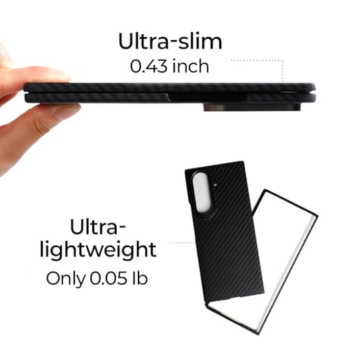 ZERUK Galaxy Z Fold 7 Case Compatible with MagSafe, Ultra-Slim 1500D Aramid Fiber Woven Case with Magnetic Grip Stand, Slim Fit Thin Cover (Carbon Black(Standard)) by ZERUK - Image 2