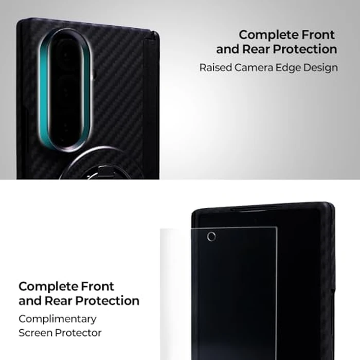 ZERUK Galaxy Z Fold 7 Case Compatible with MagSafe, Ultra-Slim 1500D Aramid Fiber Woven Case with Magnetic Grip Stand, Slim Fit Thin Cover (Carbon Black(Standard)) by ZERUK - Image 3