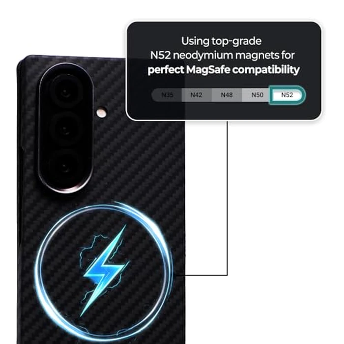 ZERUK Galaxy Z Fold 7 Case Compatible with MagSafe, Ultra-Slim 1500D Aramid Fiber Woven Case with Magnetic Grip Stand, Slim Fit Thin Cover (Carbon Black(Standard)) by ZERUK - Image 4