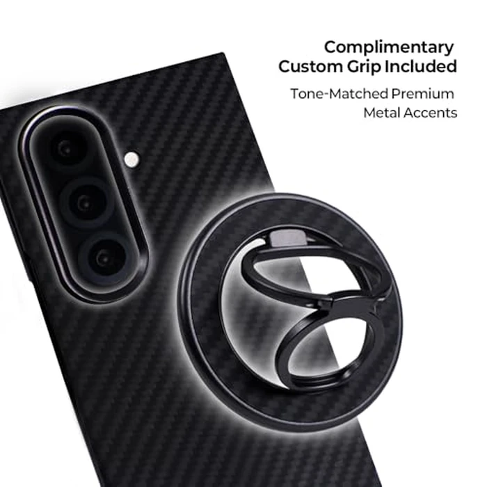 ZERUK Galaxy Z Fold 7 Case Compatible with MagSafe, Ultra-Slim 1500D Aramid Fiber Woven Case with Magnetic Grip Stand, Slim Fit Thin Cover (Carbon Black(Standard)) by ZERUK - Image 6