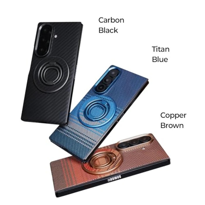 ZERUK Galaxy Z Fold 7 Case Compatible with MagSafe, Ultra-Slim 1500D Aramid Fiber Woven Case with Magnetic Grip Stand, Slim Fit Thin Cover (Carbon Black(Standard)) by ZERUK - Image 9