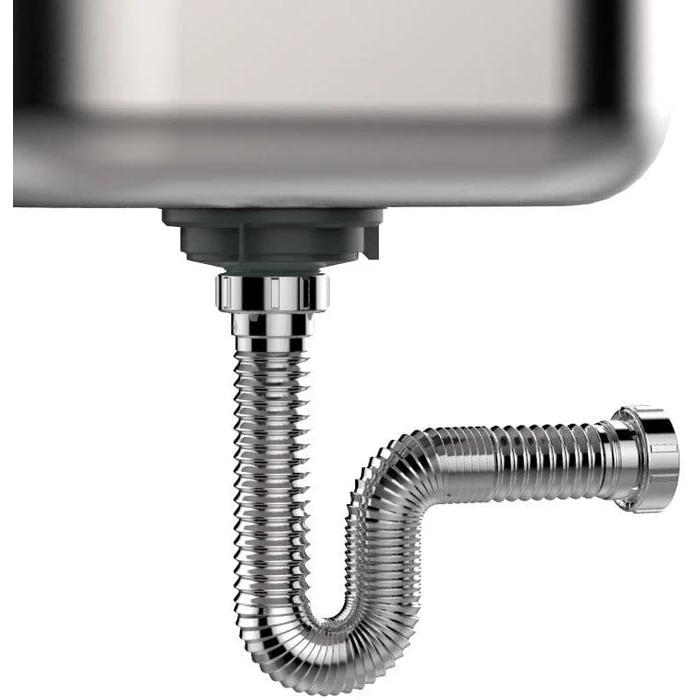 Flexible P-Trap for 1-1/2" Drain Pipes (Chromed - 22 Inch Length) with Adjustable Connections for Kitchen Sinks and Shampoo Bowls, Compatible with Various Sink Configurations by EasyDrain - Image 1