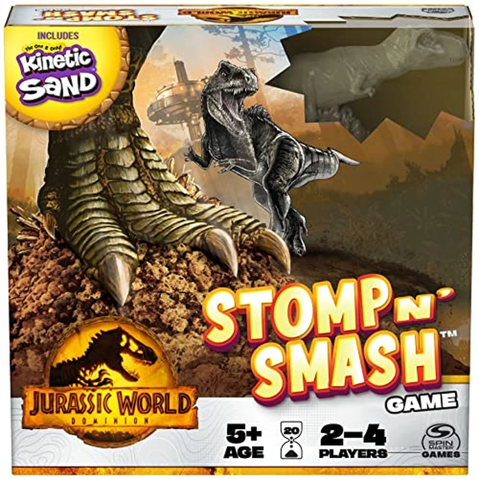 Spin Master Games, Jurassic World Dominion, Stomp N’ Smash Board Game with Kinetic Sand, Jurassic Park Sensory Dinosaur Toy, Creative Kids Activity, 2-4 Players, for Ages 5 & Up by Spin Master Games - Image 1