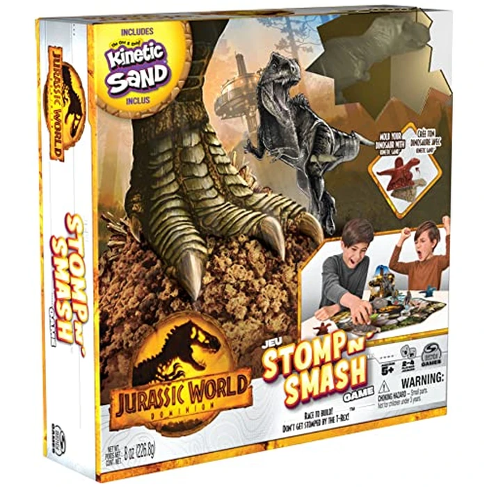 Spin Master Games, Jurassic World Dominion, Stomp N’ Smash Board Game with Kinetic Sand, Jurassic Park Sensory Dinosaur Toy, Creative Kids Activity, 2-4 Players, for Ages 5 & Up by Spin Master Games - Image 8