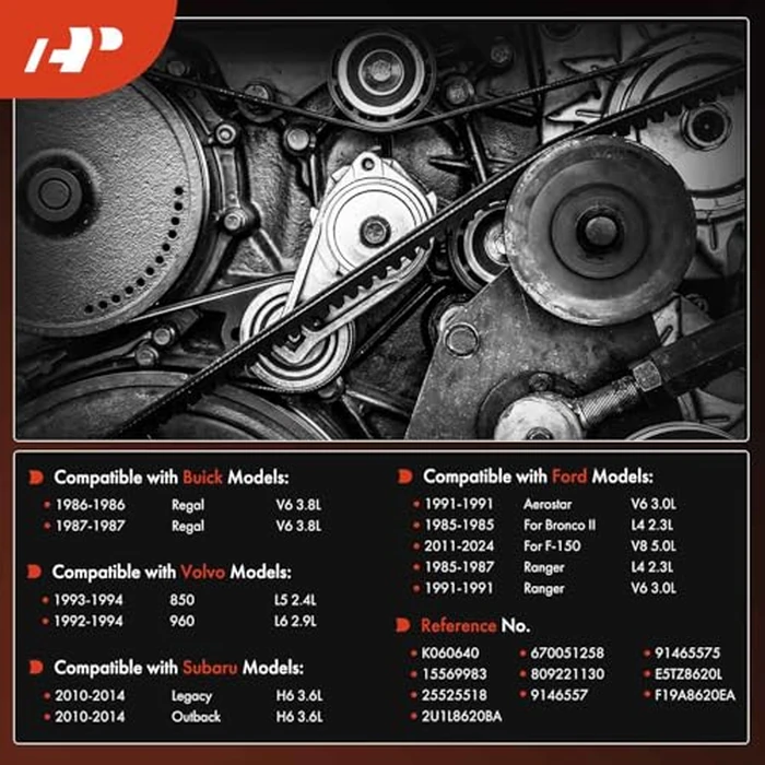 A-Premium 64.07 Inch Engine Serpentine Belt Compatible with Ford, Buick, Subaru & Volvo Cars - F-150 2011-2023, Outback Legacy 2010-2014, Ranger 1985-1987/1991, Regal, Bronco II, Aerostar, 850, 960 by A-Premium - Image 2