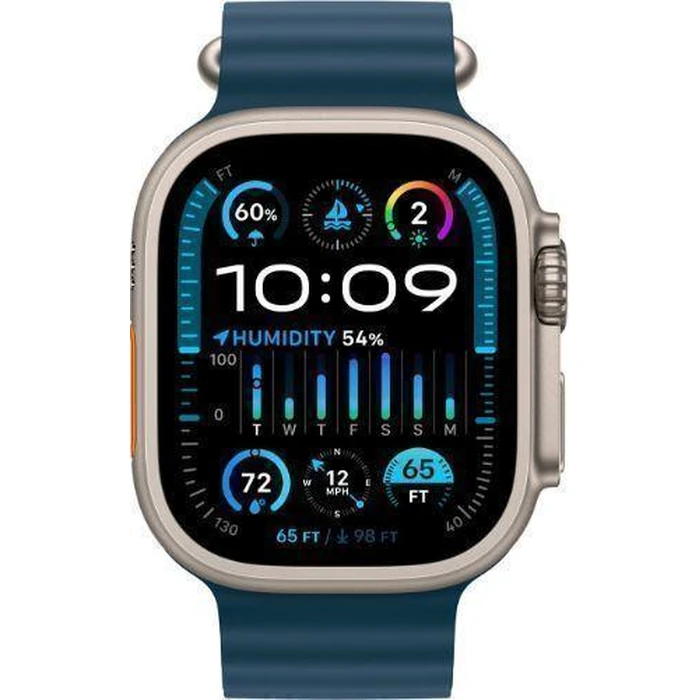 Apple Watch Ultra 2 (Cellular + GPS) - 64GB - 49mm - Titanium Titanium Case with Blue Rubber Ocean Band - One Size by Apple - Refurbished - Acceptable condition