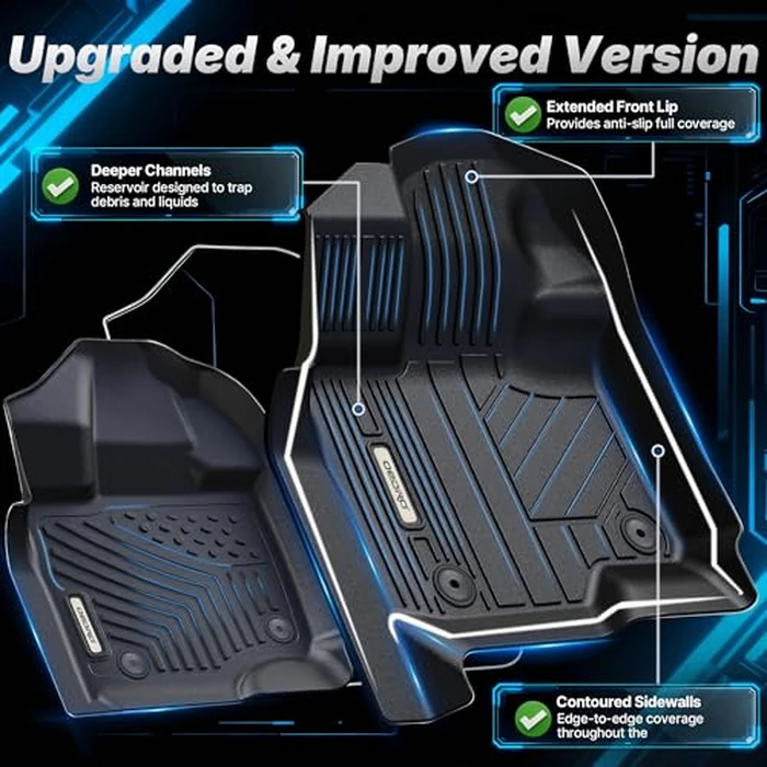 OEDRO Floor Mats Fit for 2015-2026 Ford F150 and 2022-2026 F-150 Lightning SuperCrew Cab, w/o Fold Flat Storage, TPE Precision Fit F150 Accessories Car Mats All-Weather Protection Liner by OEDRO - Image 8