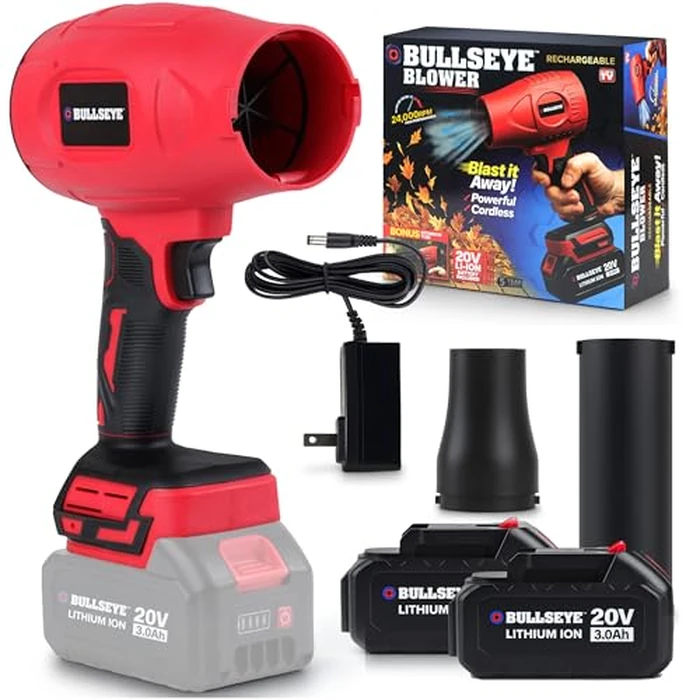 Bullseye Blower - Cordless Leaf Blower, Mini Handheld Turbo Jet with 2 Batteries, 20V 350W Electric Air Power for Patio, Garage Cleaning and Car Drying - As Seen on TV by EMSON - Image 1