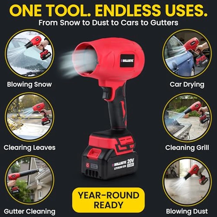 Bullseye Blower - Cordless Leaf Blower, Mini Handheld Turbo Jet with 2 Batteries, 20V 350W Electric Air Power for Patio, Garage Cleaning and Car Drying - As Seen on TV by EMSON - Image 5
