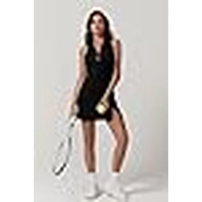 QINSEN Womens Tennis Dress with Shorts with Pockets Sleveless Polo Neck Workout Dresses Black M by QINSEN - Image 9