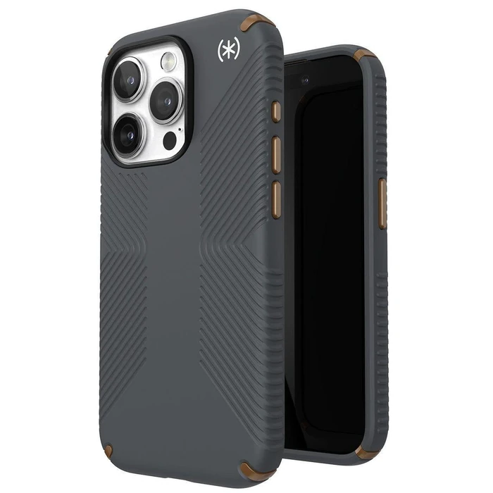 Speck Presidio2 Grip Series Phone Case for iPhone 15 Pro - Charcoal Grey/Cool Bronze by Speck - Image 1