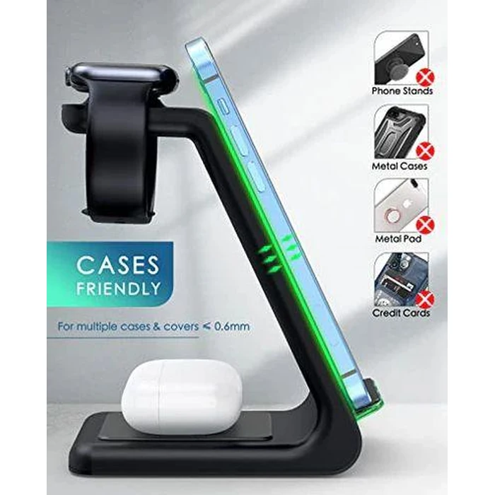 Lovis 3in1 Fast Charging Wireless Charging Station - Black by Lovis - Image 3