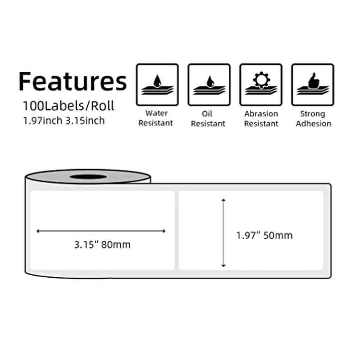 M110 Thermal Labels - White M220 Label Stickers, 1.96''x3.14''(50x80mm, 600PCS) Durable Labels Paper Compatible with Phomemo M110, M200, M220, M120, M150, M221, M250, M260 Label Makers for Retail,Logo by Memoking - Image 3