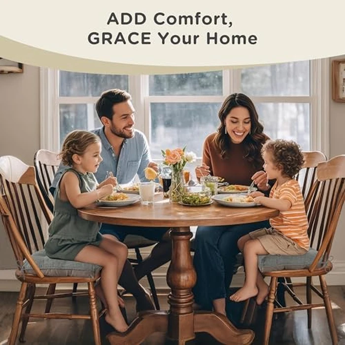 AddGrace Chair Cushions for Dining Chairs Set of 1 Kitchen Seat Cushions with Ties and Non Slip Backing Tufted Indoor Seat Pad for Kitchen Dining Room 18" x 17" x 3" Light Grey by AddGrace - Image 3