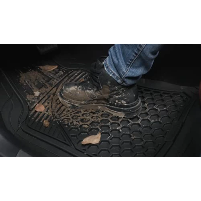 Amazon Basics Heavy Duty Thick PVC Car Floor Mats, Anti-Slip, Easy to Clean, Universal Trim-to-Fit All-Weather for Automotive SUV Sedans Trucks, 4-Piece, Solid Black by Amazon Basics - Image 2