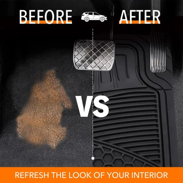 Amazon Basics Heavy Duty Thick PVC Car Floor Mats, Anti-Slip, Easy to Clean, Universal Trim-to-Fit All-Weather for Automotive SUV Sedans Trucks, 4-Piece, Solid Black by Amazon Basics - Image 7