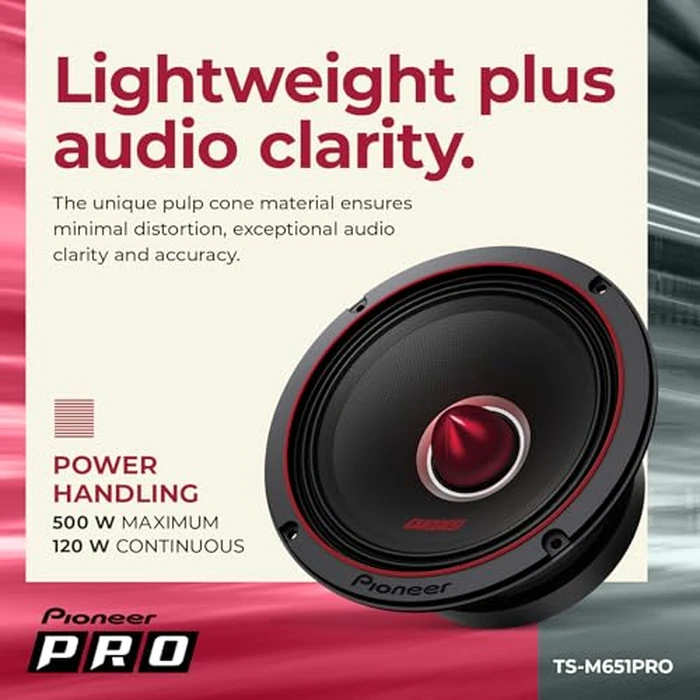 PIONEER P.R.O. Series TS-M651PRO 6.5” Speakers (Pair) - 300W Max, Perfect for high-SPL Builds and pro-Level car Audio by PIONEER - Image 4