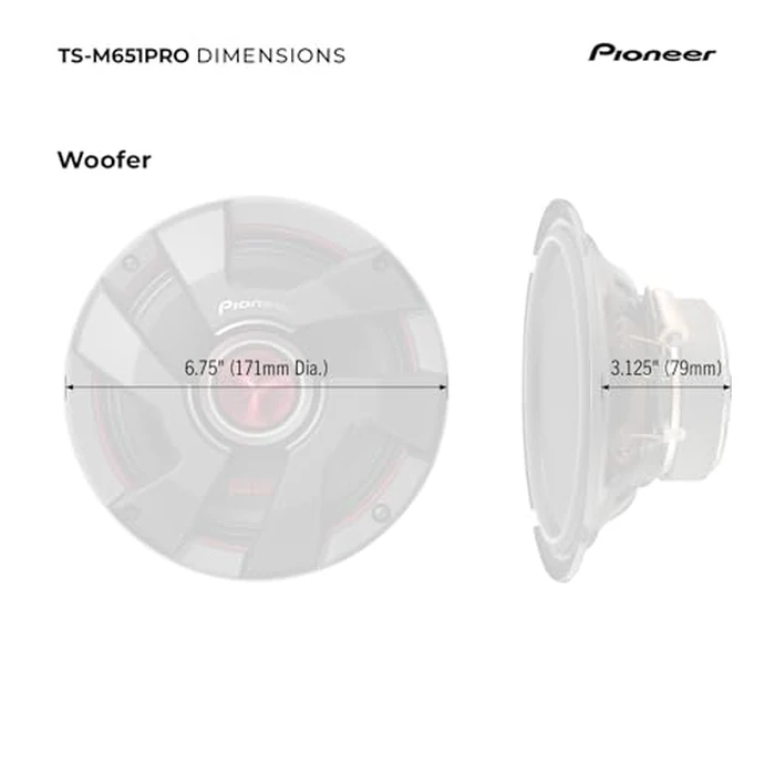 PIONEER P.R.O. Series TS-M651PRO 6.5” Speakers (Pair) - 300W Max, Perfect for high-SPL Builds and pro-Level car Audio by PIONEER - Image 7