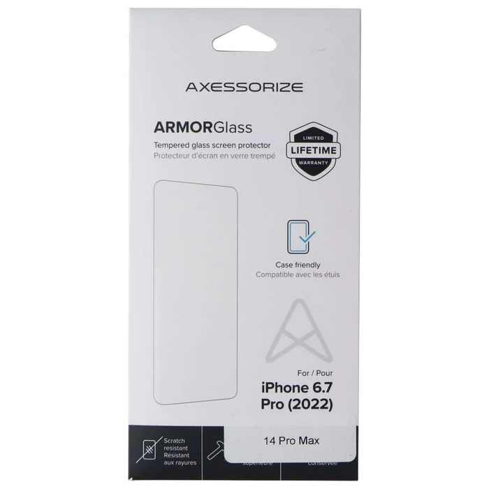 Axessorize ARMORGlass Tempered Glass Screen Protector for iPhone 14 Pro Max - Clear by Axessorize - Refurbished - Brand New condition