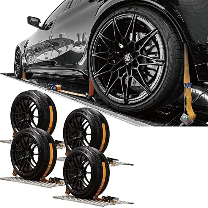 Auto Hauler Car Tie Down Straps for Trailers-4 Pack-104 Inch-Swivel J Hooks & Massive Rubber Pad- 10,000 Strength by KODIAK STRAPS by KODIAK STRAPS - Image 1