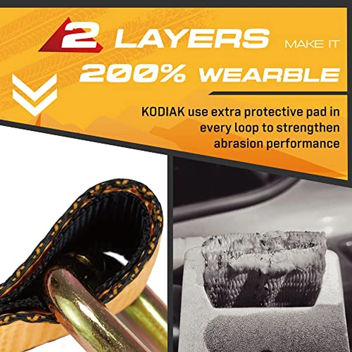 Auto Hauler Car Tie Down Straps for Trailers-4 Pack-104 Inch-Swivel J Hooks & Massive Rubber Pad- 10,000 Strength by KODIAK STRAPS by KODIAK STRAPS - Image 9