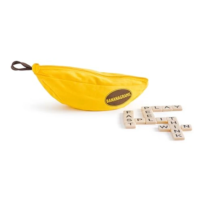 Bananagrams Classic Word Game - Fast-Paced Spelling & Anagram, Family & Travel Game , 144 Letter Tiles in Portable Banana Pouch, 1-8 Players, Educational Wordplay Fun for Ages 7+ by Bananagrams - Used - Like New condition - US$10.23