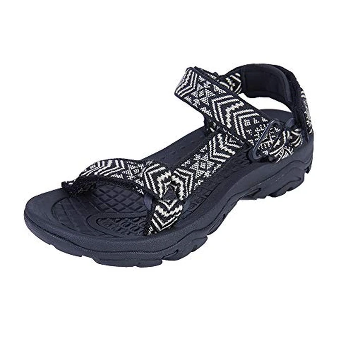 Colgo Women's Sport Sandals Comfort Classic Athletic Hiking Sandals with Arch Support Outdoor Wading Beach Water Shoes (9 M US, Black/Pattern-Women) by Colgo - Used - Like New condition