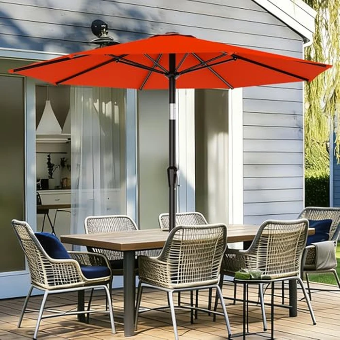AreShark 9 FT Patio Umbrella for Outdoor, Outdoor Table Umbrella with Push Button Tilt and Crank, Outdoor Patio Umbrellas with 8 Sturdy Ribs for Market, Garden, Pool (Orange) by AreShark - Image 2