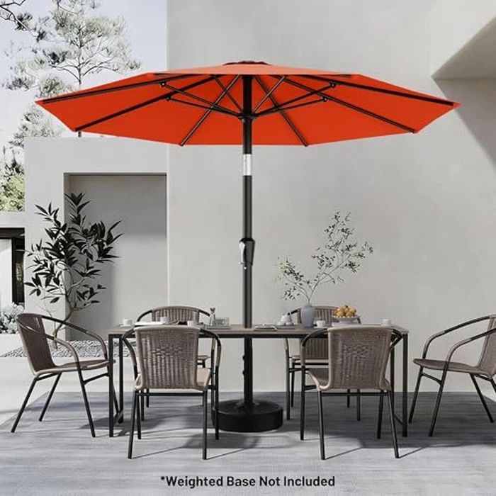 AreShark 9 FT Patio Umbrella for Outdoor, Outdoor Table Umbrella with Push Button Tilt and Crank, Outdoor Patio Umbrellas with 8 Sturdy Ribs for Market, Garden, Pool (Orange) by AreShark - Image 6