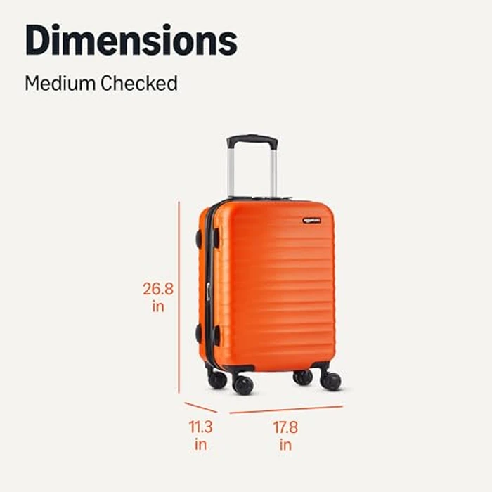 Amazon Basics 26-Inch Hardside Checked Luggage, Hardshell Suitcase With Wheels, Expandable For Up to 15% More Space, With Scratch-Resistant Surface, Four Multi-directional Wheels, Orange by Amazon Basics - Image 6
