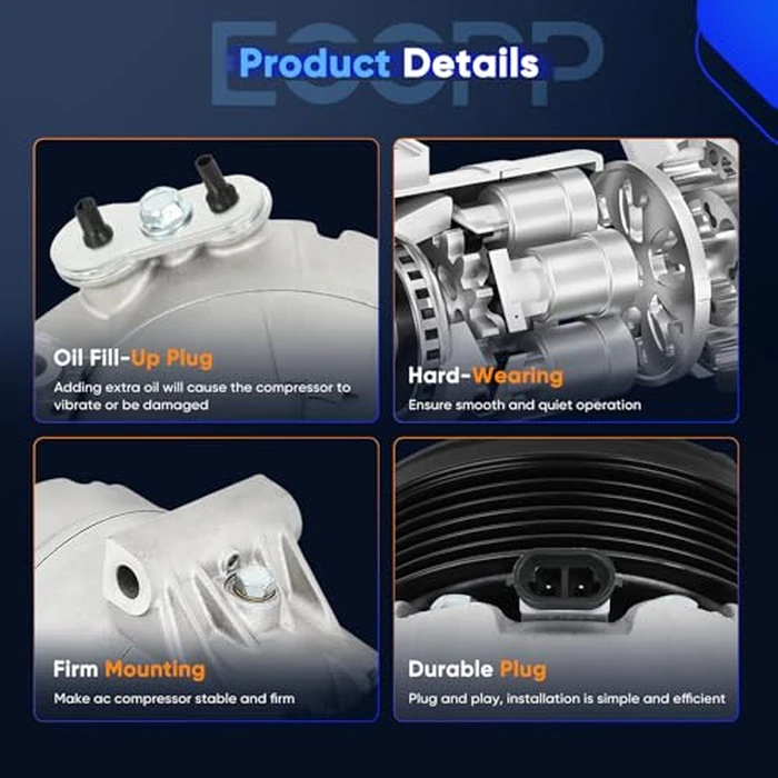 ECCPP A/C Compressor with Clutch Fit for Chevrolet Malibu for Pontiac G6 3.5L 2004-2006 AC Compressor by ECCPP - Image 3