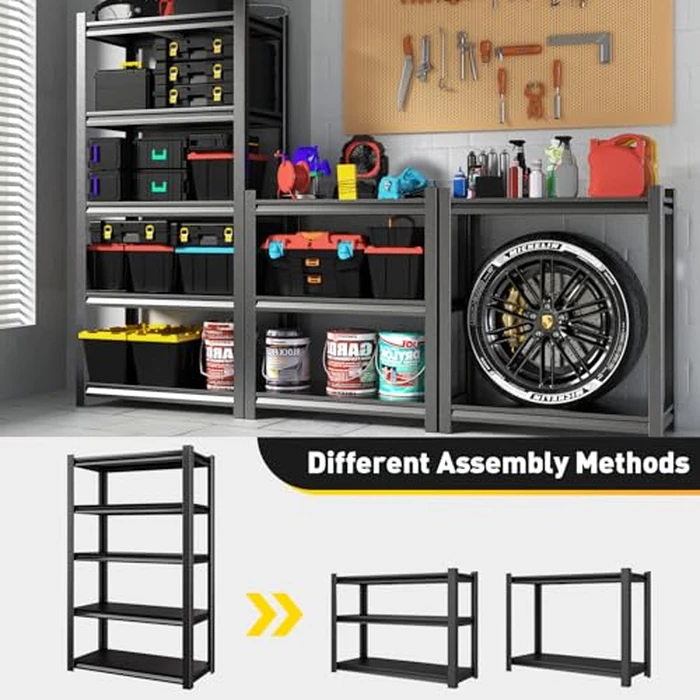 Heavy Duty Shelving Units Metal Storage Rack Garage Shelves for Tools and Kitchen Items Adjustable Shelf for Garage Warehouse Pantry Closet Kitchen (Black, 72 "H x 35 "W x 18" D) by Fuyoula - Image 5