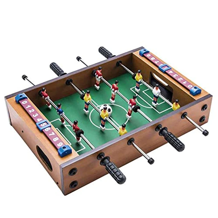 Table Football, 13.5'' Mini Foosball Table Soccer Tabletop Football w/ 2 Footballs and Soccer Keepers, Wooden Tabletop Foosball Game Accessories for Family Play Indoor & Outdoor by Skybiubiu - Used - Very Good condition - CA$25.08