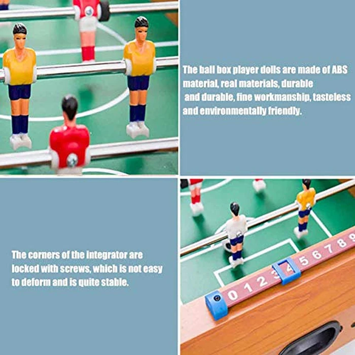 Table Football, 13.5'' Mini Foosball Table Soccer Tabletop Football w/ 2 Footballs and Soccer Keepers, Wooden Tabletop Foosball Game Accessories for Family Play Indoor & Outdoor by Skybiubiu - Image 4