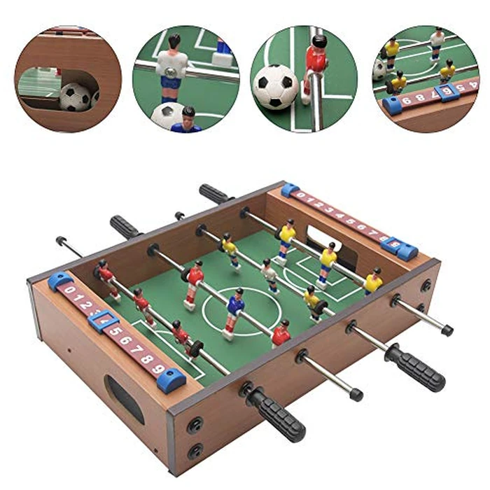Table Football, 13.5'' Mini Foosball Table Soccer Tabletop Football w/ 2 Footballs and Soccer Keepers, Wooden Tabletop Foosball Game Accessories for Family Play Indoor & Outdoor by Skybiubiu - Image 7