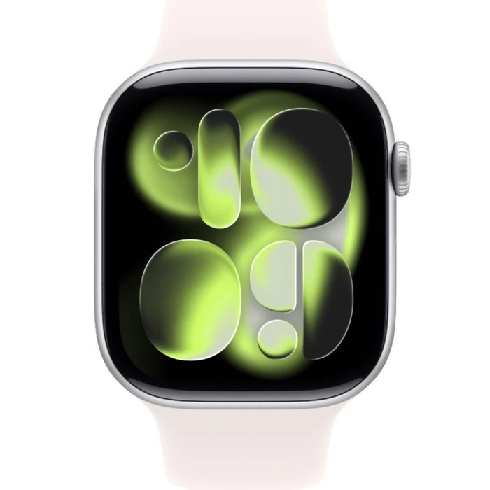 Apple Watch Series 11 (Cellular + GPS) - 64GB - 46mm - Silver Aluminum Case with Light Blush Silicone Sport Band - S/M Size by Apple - Refurbished - Excellent condition - US$373.49