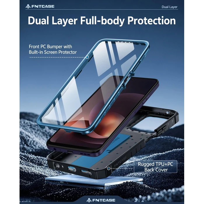 FNTCASE for Motorola Moto G-Power-5G-2026 Case: for Moto G Power 5G 2025 Case with Kickstand | Built-in Screen Protector Military Grade Drop Proof Protection Rugged Shockproof Protective Sturdy Blue by FNTCASE - Image 3