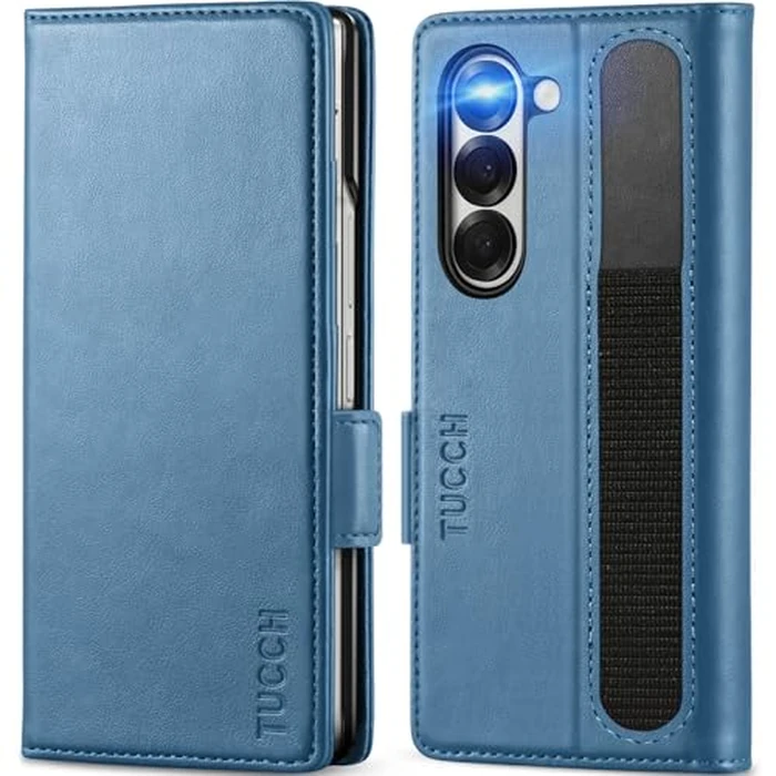 TUCCH Case Wallet for Galaxy Z Fold 6 5G, Shockproof Wallet Case with S Pen Holder[RFID Blocking][Kickstand][Card Slots], PU Leather PC Folio Cover Compatible with Galaxy Z Fold6 2024, Light Blue by TUCCH - Image 2