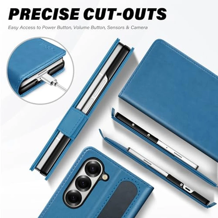 TUCCH Case Wallet for Galaxy Z Fold 6 5G, Shockproof Wallet Case with S Pen Holder[RFID Blocking][Kickstand][Card Slots], PU Leather PC Folio Cover Compatible with Galaxy Z Fold6 2024, Light Blue by TUCCH - Image 9
