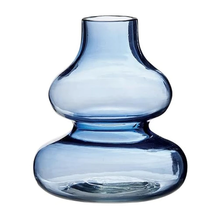 47th & Main Flower Vases Modern Shaped Glass Vase for Home Décor, 4" Dia x 4.75" H, Pacific Coast Blue by 47th & Main - Used - Good condition - CA$17.71