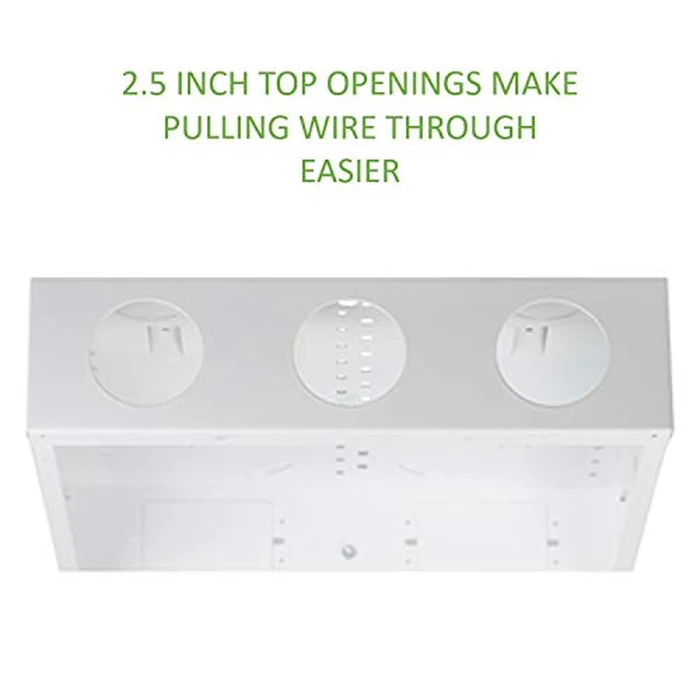 Legrand - OnQ 14 Inch Cable Management, In-Wall 20-Gauge Media Box, Structured Wiring Enclosure with 2.5 Inch Openings for Wires, Glossy White, EN1400 by On-Q - Image 4