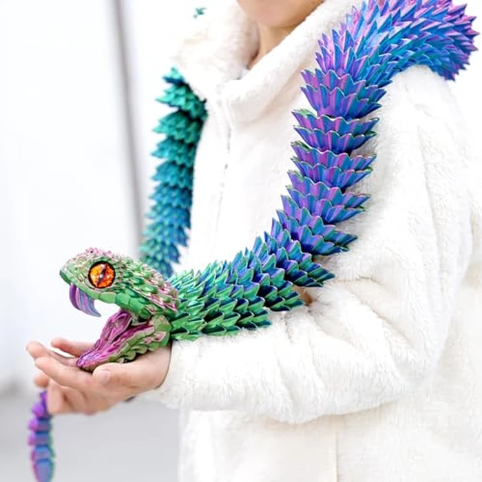 47.5inch Super Large 3D Printed Snake Models,Movable Teeth,Flexible Joint Animal lacertid Figurines, Stress Relief, Fidget restlessness, ADHD Toys, Surprise Fantasy Gifts (RGB/47.5inch) by BANPIWOLG - Used - Like New condition - US$42.32