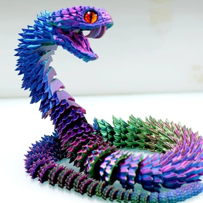 47.5inch Super Large 3D Printed Snake Models,Movable Teeth,Flexible Joint Animal lacertid Figurines, Stress Relief, Fidget restlessness, ADHD Toys, Surprise Fantasy Gifts (RGB/47.5inch) by BANPIWOLG - Image 3