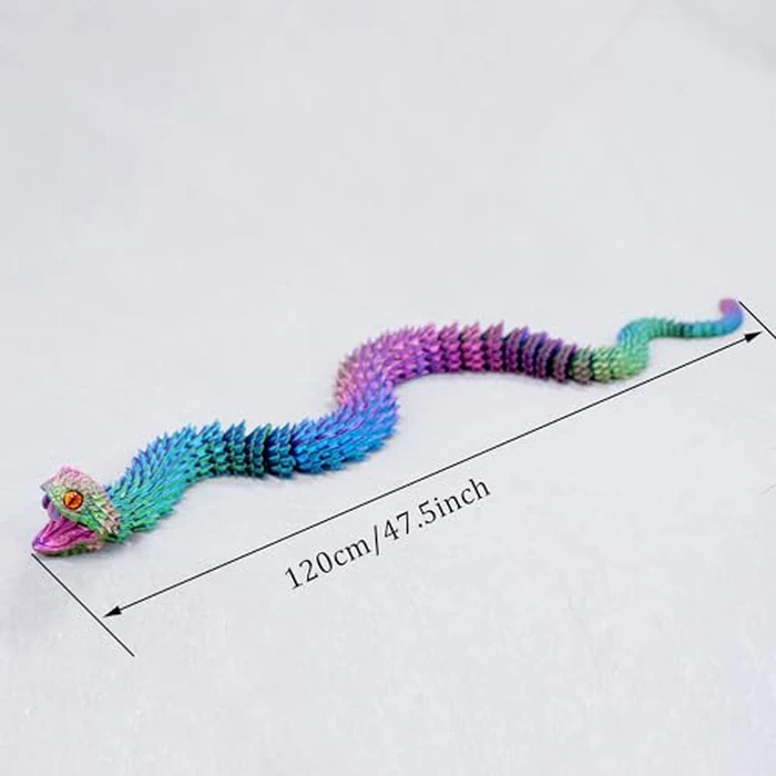 47.5inch Super Large 3D Printed Snake Models,Movable Teeth,Flexible Joint Animal lacertid Figurines, Stress Relief, Fidget restlessness, ADHD Toys, Surprise Fantasy Gifts (RGB/47.5inch) by BANPIWOLG - Image 8