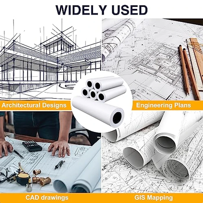 VOISEN Wide Format Paper,4 Rolls Plotter Paper 36 in x 150 Ft, CAD Bond Rolls,20lb,Bond Paper on 2" Core for CAD Printing on Wide Format Ink Jet Printers by VOISEN - Image 4