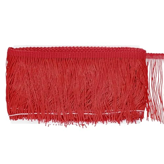 M METERXITY Chainette Fringe Trim, 5 Yards of 4" Polyester Braid Tassel Trim for DIY Crafts/Latin Dress/Lamp Shade Decoration/Wedding Dress/Sewing/Clothing Fringe Thread Yarn [Dark Red] by M METERXITY - Image 1
